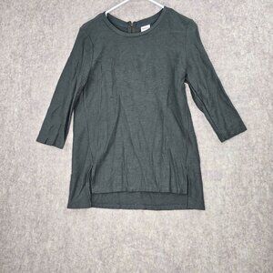 Merona Gray 3/4 Sleeve Textured Tunic Top XS 100% Cotton